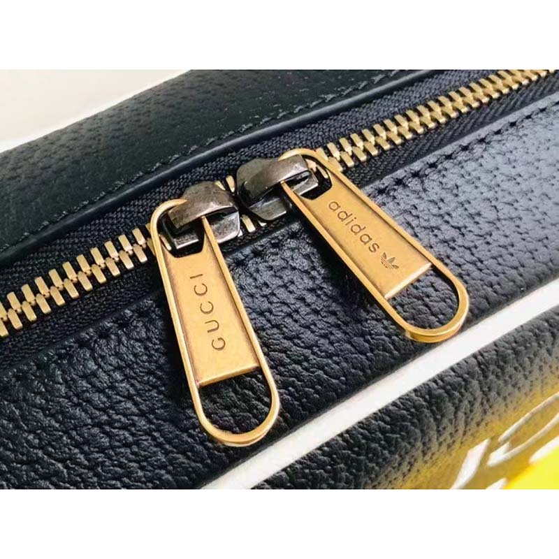 Gucci Unisex GG Adidas x Gucci Small Shoulder Bag Black Leather Green Red Web