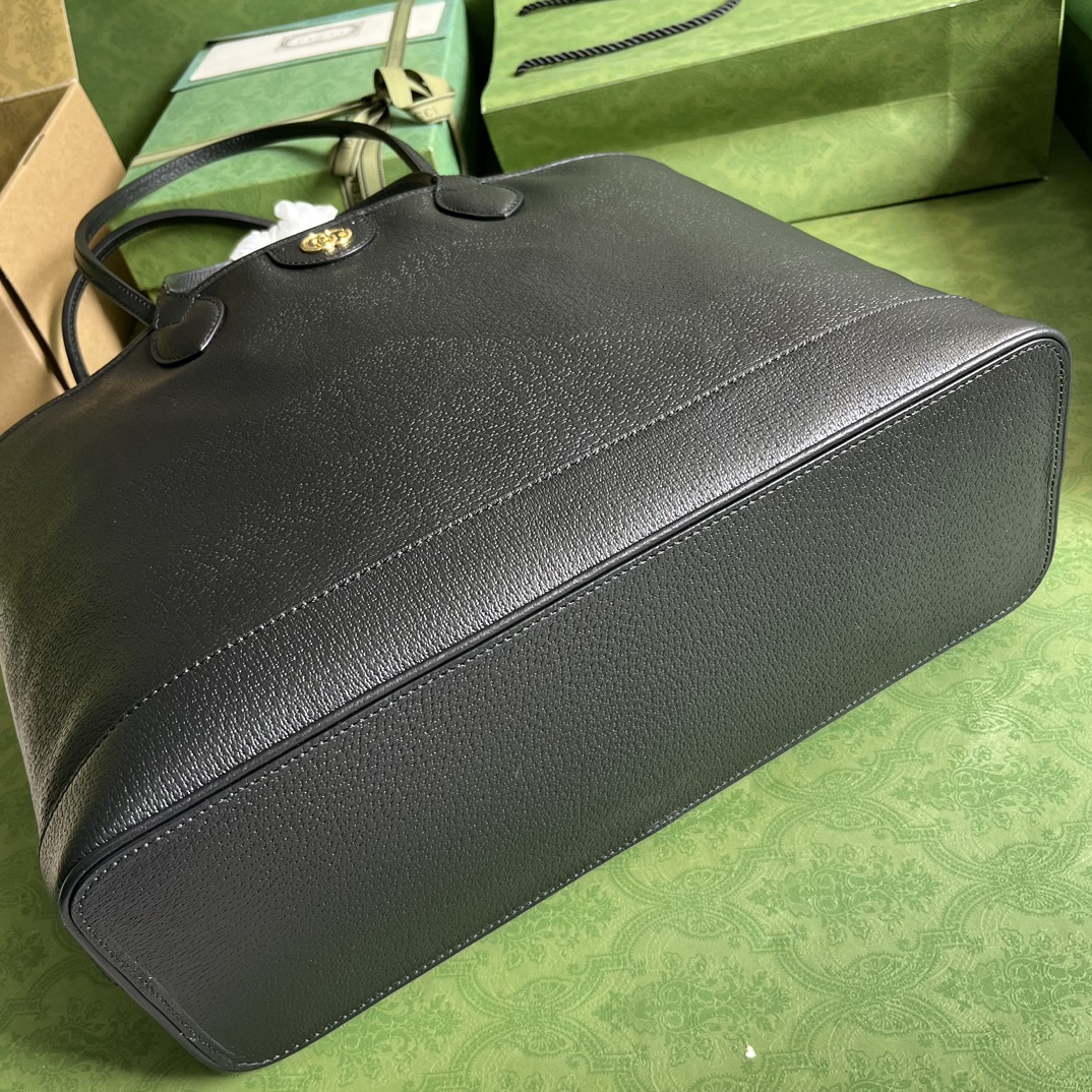 Gucci Unisex GG Ophidia Medium Tote Bag Black Leather Double G