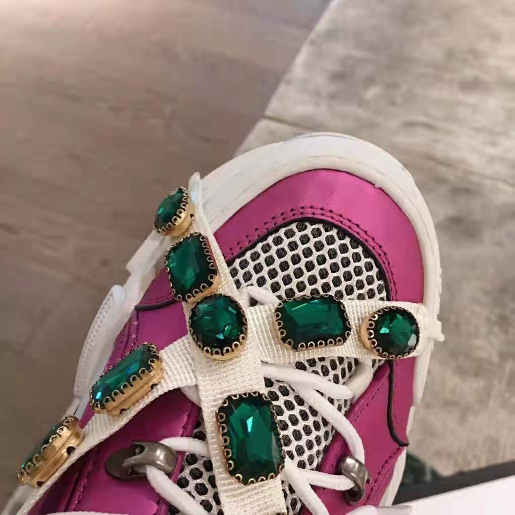 Gucci Women Flashtrek Sneaker with Removable Crystals 5.6cm Height-Pink