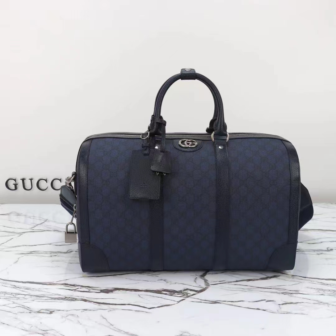 Gucci Unisex GG Savoy Small Duffle Bag Blue Black GG Supreme Canvas