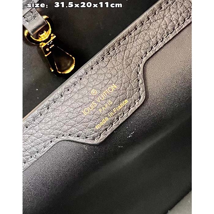 Louis Vuitton LV Women Capucines MM Handbag Black Taurillon Cowhide Leather