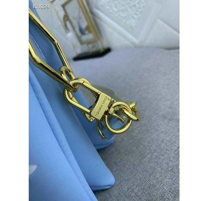 Louis Vuitton LV Women Coussin PM Handbag Blue Lambskin Silk Scarf Cowhide Leather