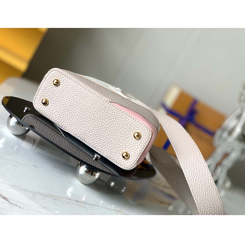 Louis Vuitton LV Women Capucines BB Handbag Beige Taurillon Patent Leather Smooth Calfskin