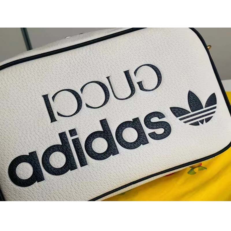 Gucci Unisex GG Adidas x Gucci Small Shoulder Bag White Leather Green Red Web