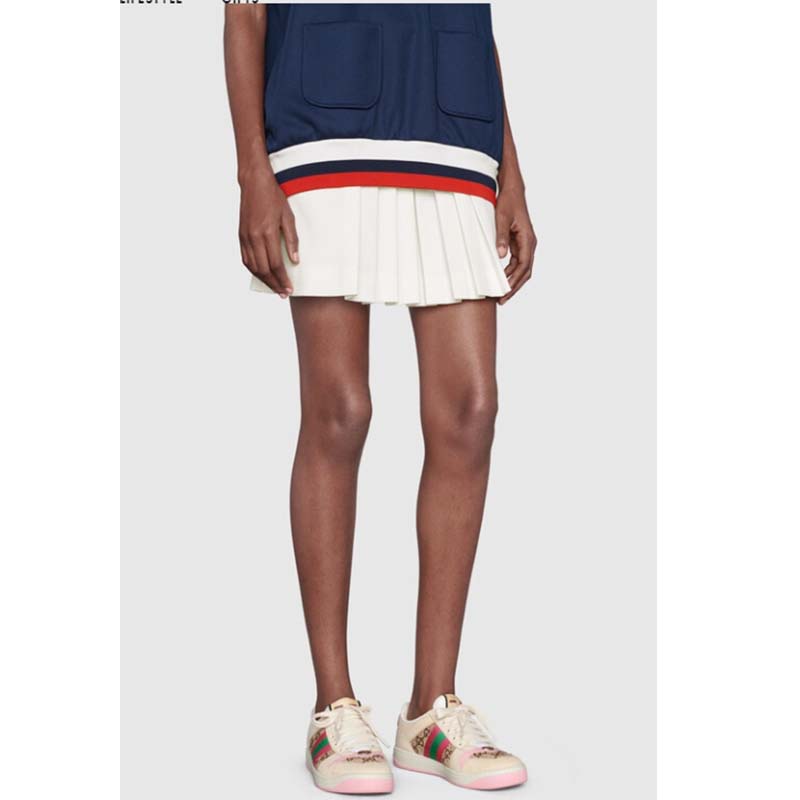 Gucci Unisex Screener Sneaker Crystals Beige Ebony GG Canvas 3.6 cm Heel