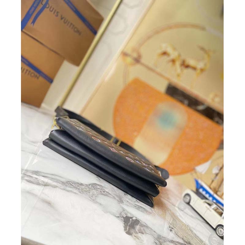 Louis Vuitton LV Women Coussin MM Handbag Navy Blue Lambskin Leather