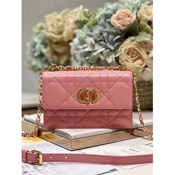 Dior Women CD Miss Caro Mini Bag Light Pink Macrocannage Lambskin
