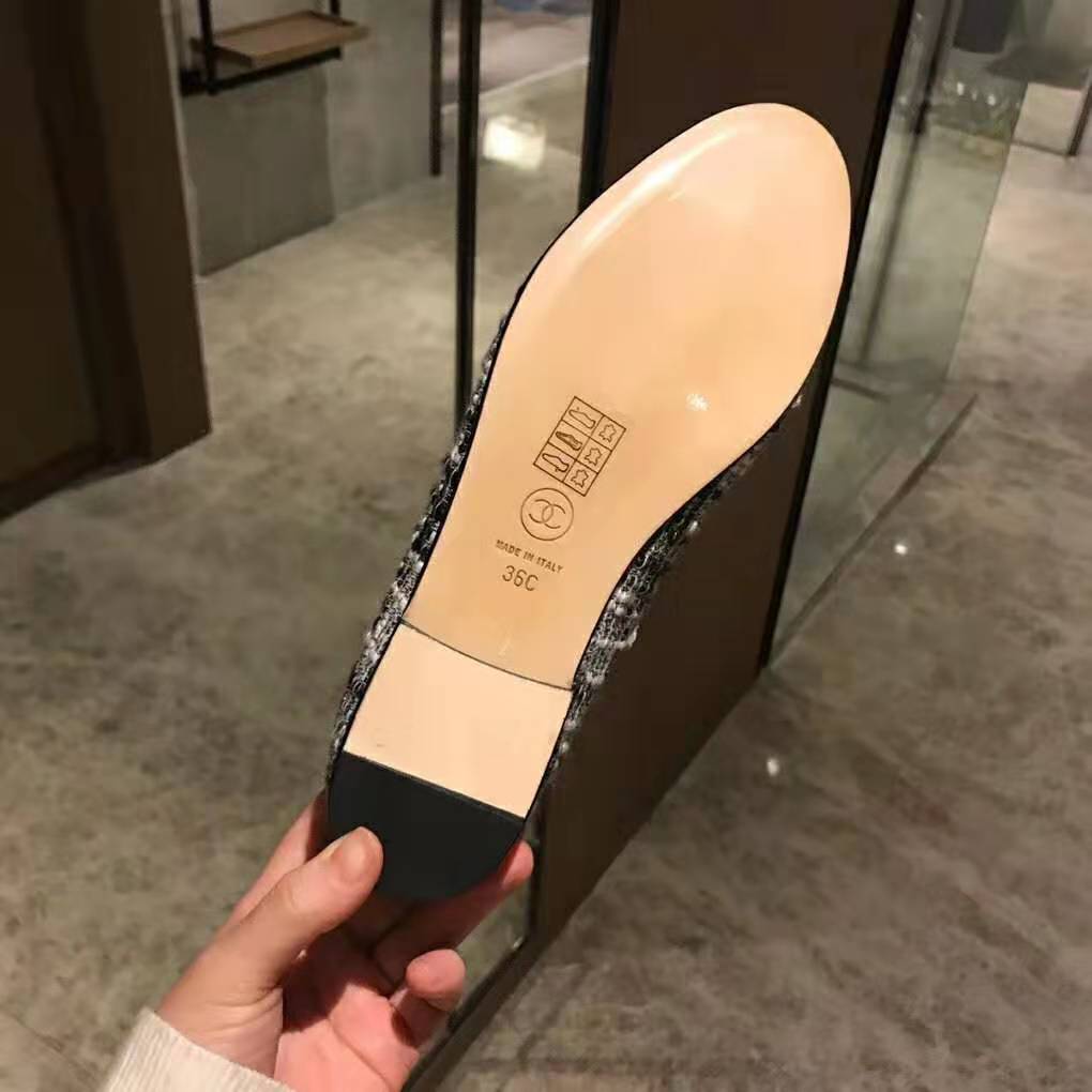 Chanel Women Ballerinas in Tweed Fabrics-Black
