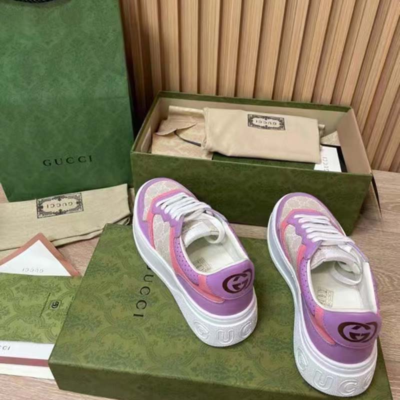 Gucci Unisex Sneaker White Beige GG Supreme Canvas Printed Interlocking G