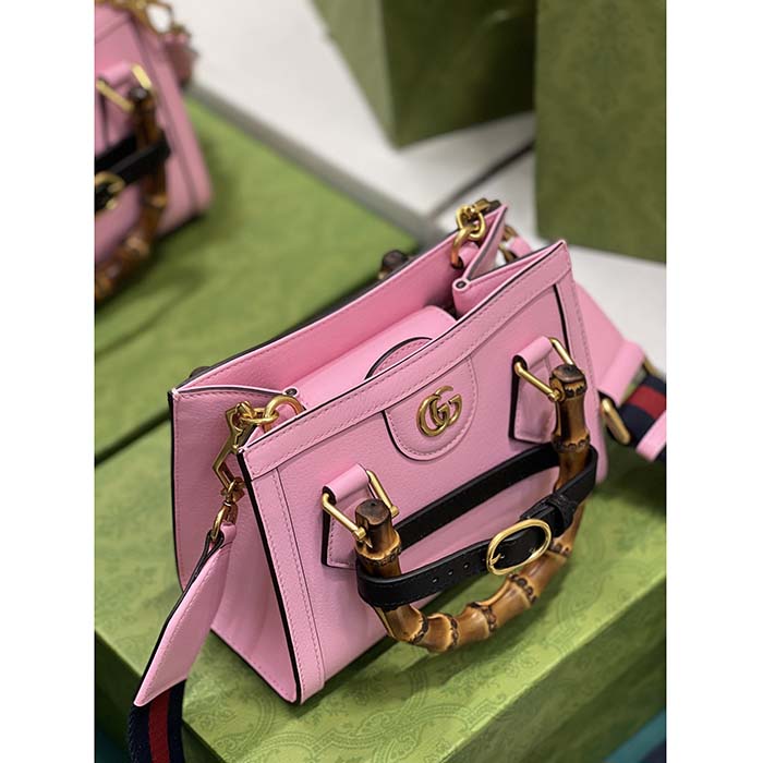 Gucci GG Women Diana Mini Tote Bag Pink Leather Double G