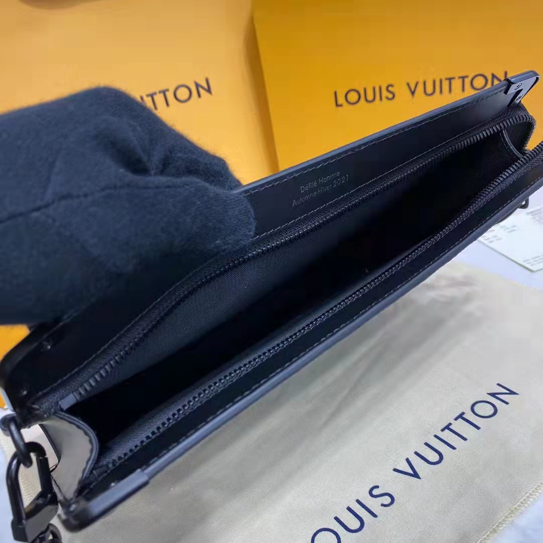 Louis Vuitton LV Unisex Trunk Pouch Black Monogram Eclipse Canvas Leather