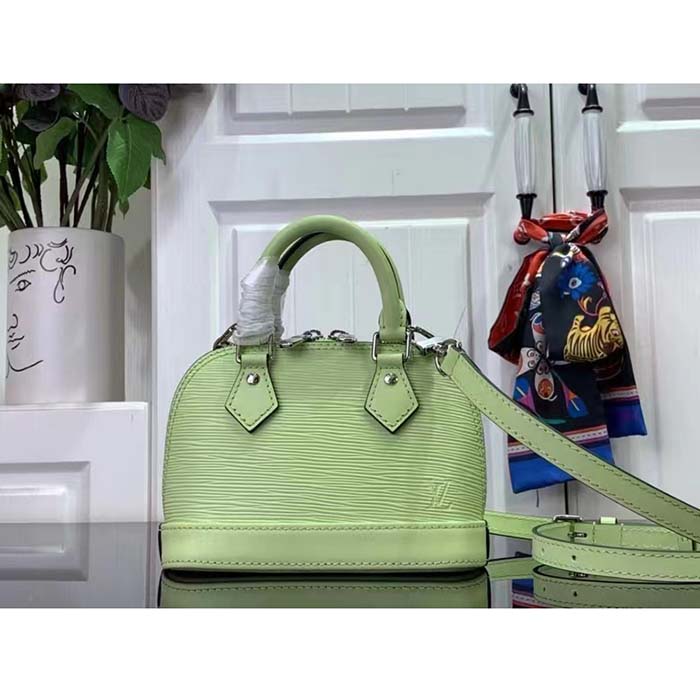 Louis Vuitton LV Women Nano Alma Handbag Vert Noto Green Epi Grained Cowhide Leather
