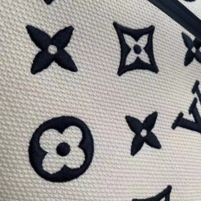 Louis Vuitton LV Unisex Néonoé MM Black Lotus Cotton Cowhide Leather