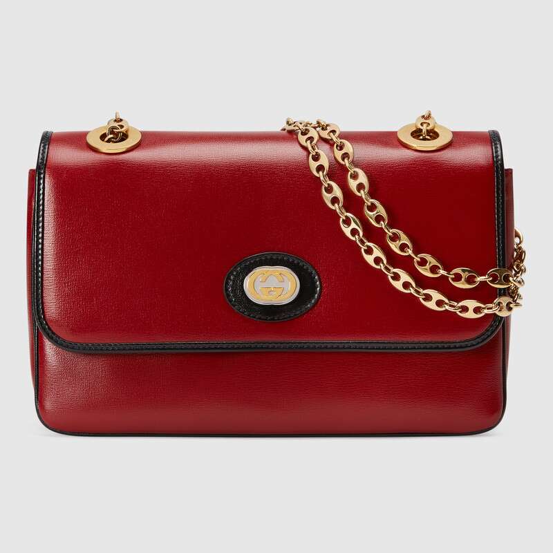 Gucci GG Women Leather Small Shoulder Bag in Textured Leather