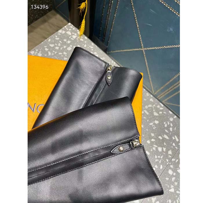 Louis Vuitton LV Women Sparkle High Boot Black Calf Leather Side Zip 9.5 CM Heel