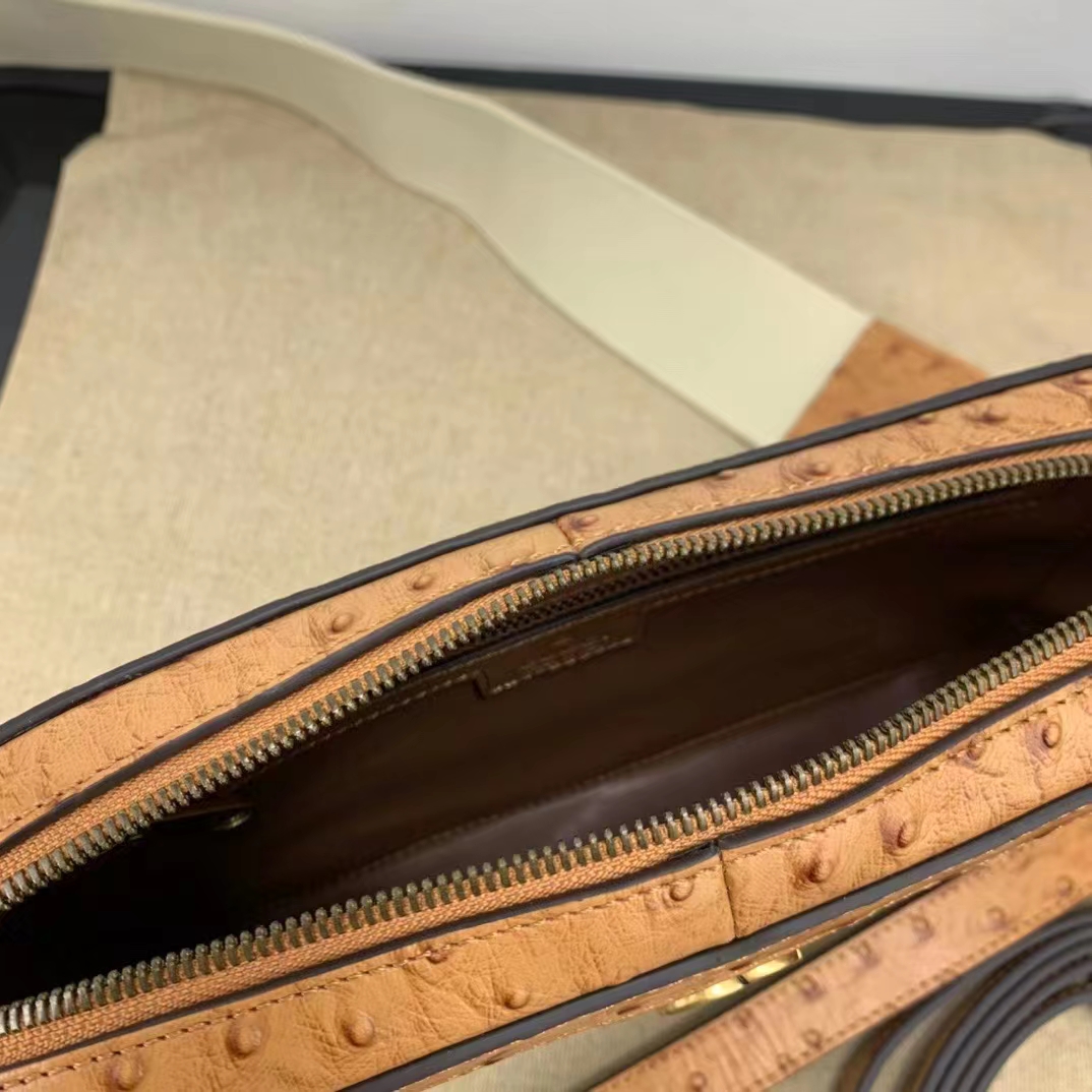 Gucci Unisex GG Python Shoulder Bag Double G Beige Ebony GG Supreme Canvas