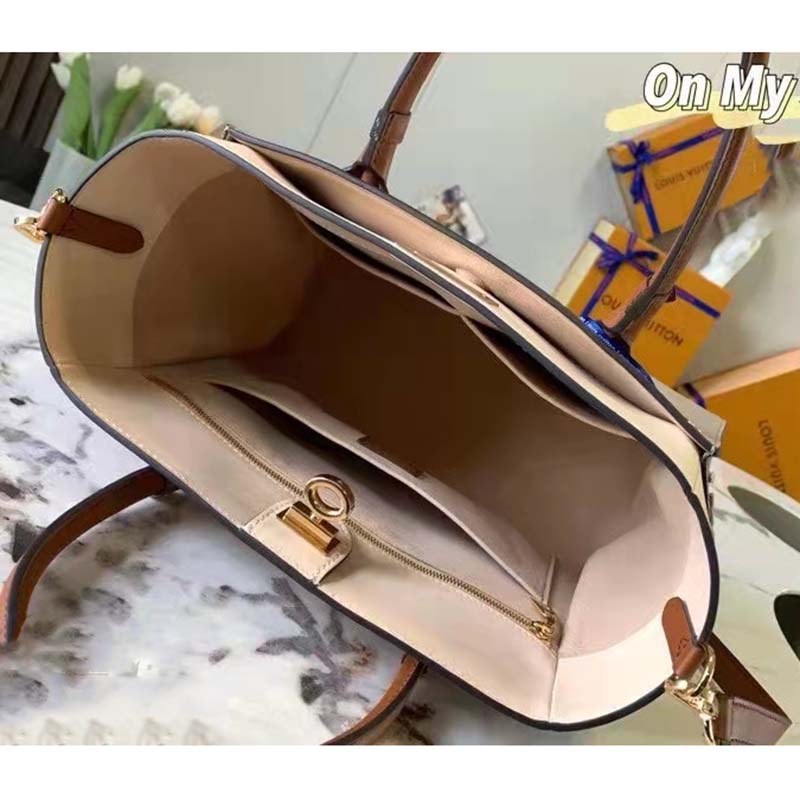 Louis Vuitton LV Women On My Side MM Tote Grey Twist Calfskin Monogram Nappa