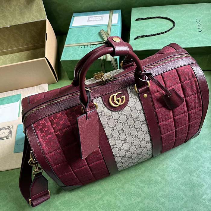 Gucci Unisex Mini GG Canvas Small Duffle Bag Burgundy Quilted Beige Ebony Supreme Canvas