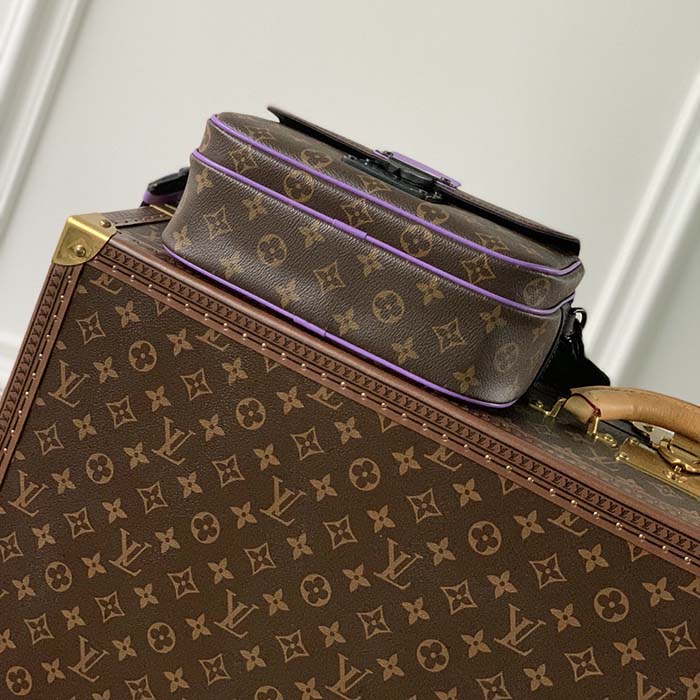 Louis Vuitton LV Unisex S Lock Sling Bag Purple Monogram Macassar Coated Canvas