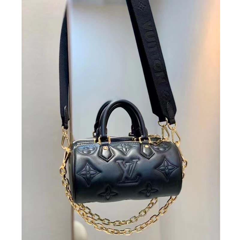 Louis Vuitton LV Women Papillon BB Handbag Black Quilted Embroidered Smooth Calf