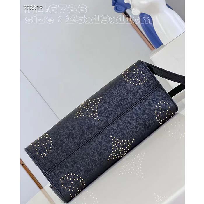 Louis Vuitton LV Women Onthego PM Black Monogram Empreinte Grained Cowhide Leather Studs