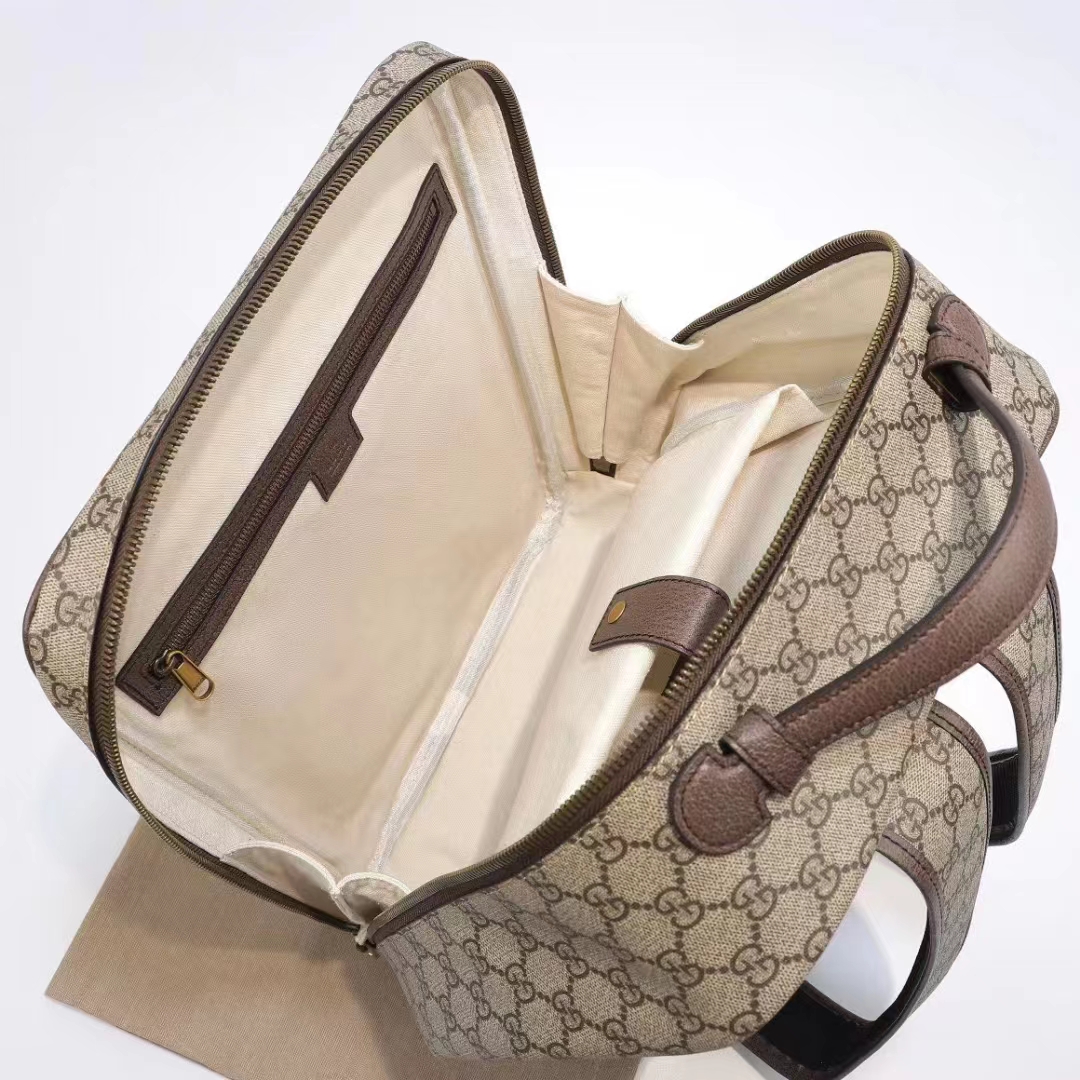 Gucci Unisex Ophidia GG Medium Backpack Beige Ebony GG Supreme Canvas Double G