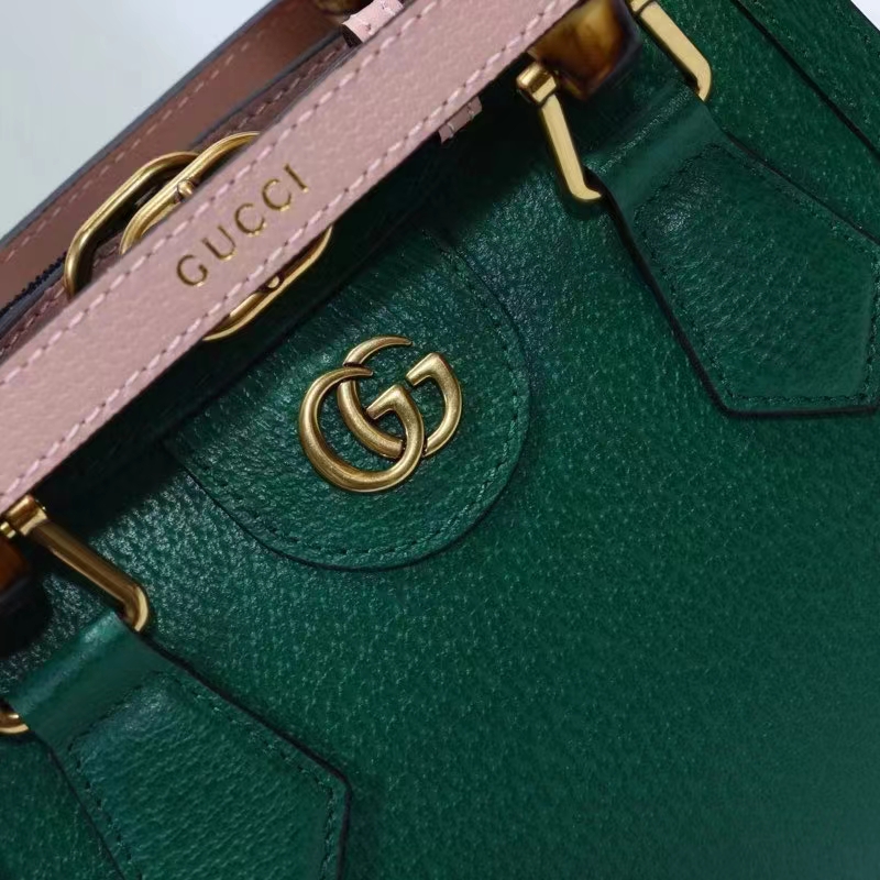 Gucci GG Women Gucci Diana Mini Tote Bag Green Leather Double G