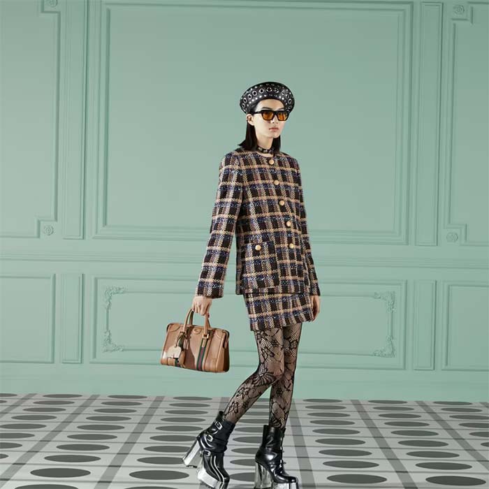 Gucci Unisex Small Canvas Top Handle Bag Double G Light Brown Smooth Leather