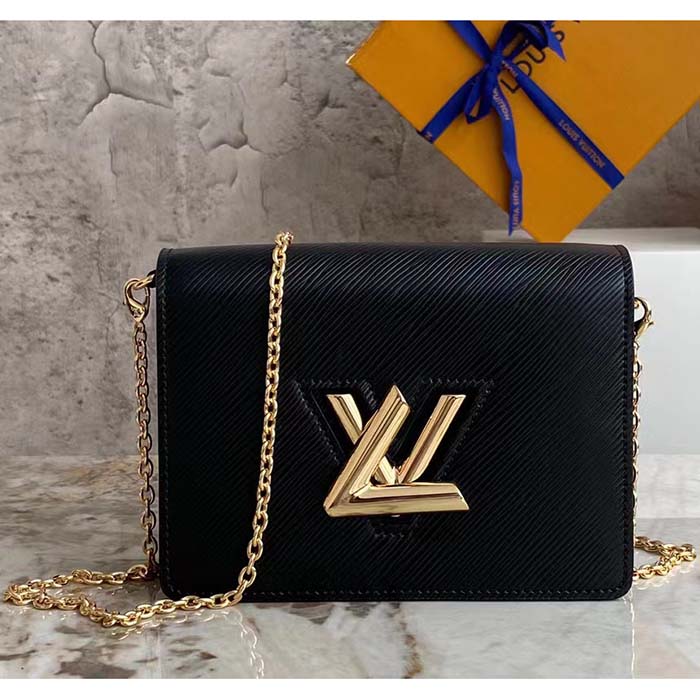 Louis Vuitton Women LV Twist Belt Chain Pouch Black Epi Grained Cowhide Leather