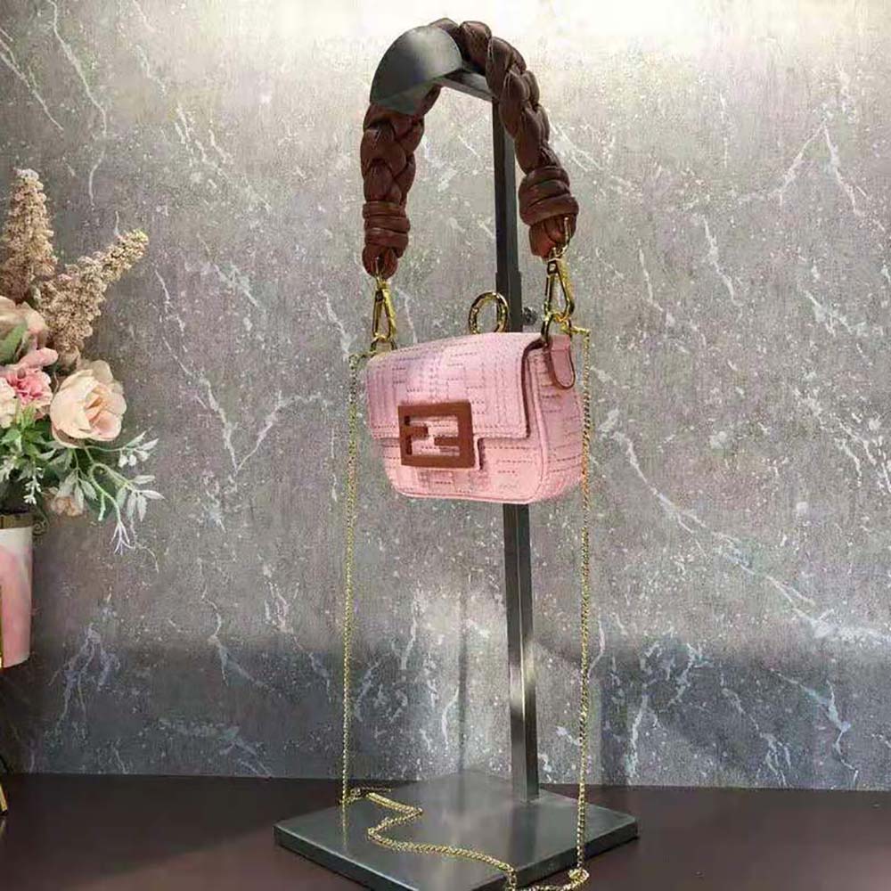 Fendi Women Nano Baguette Charm Lilac Nylon