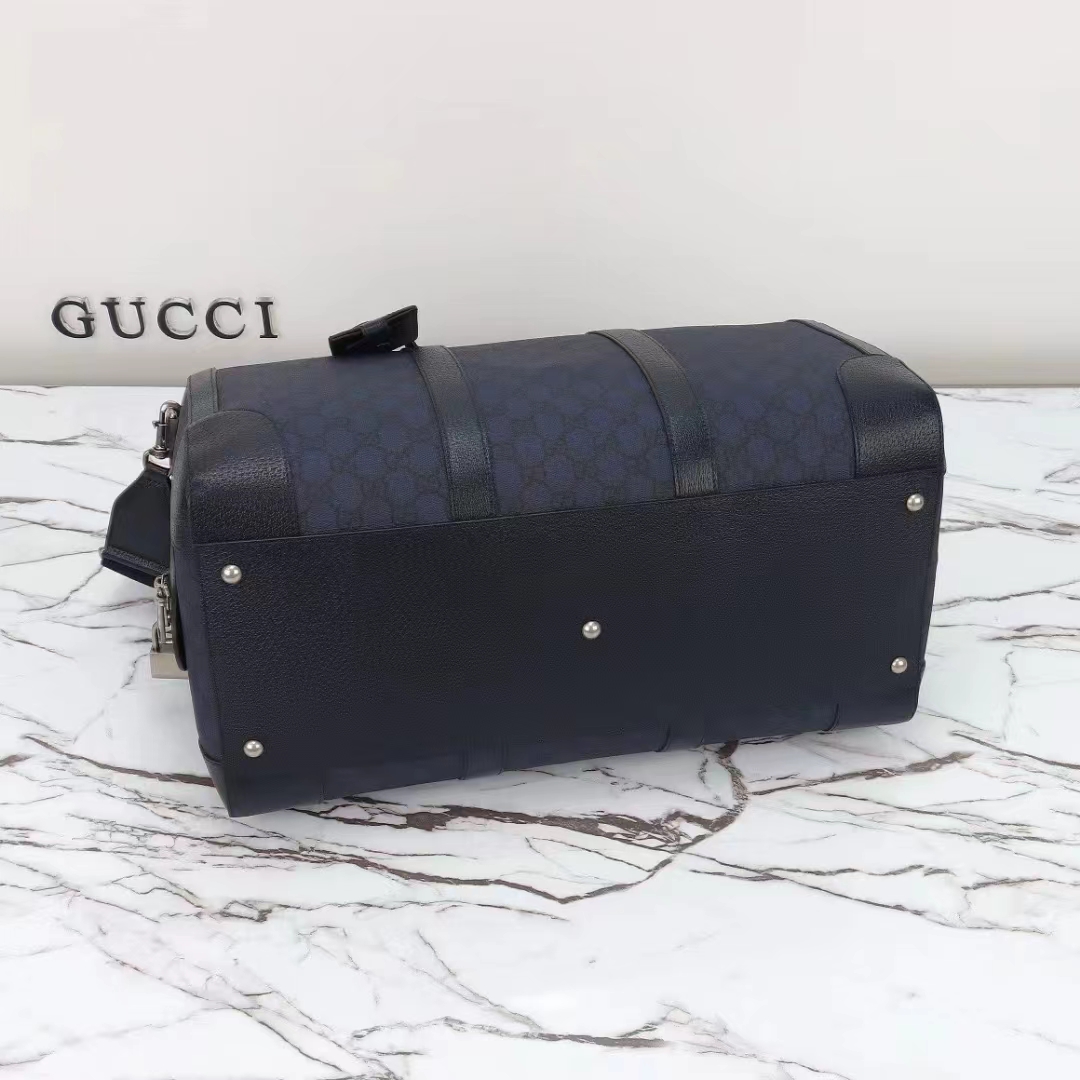 Gucci Unisex GG Savoy Small Duffle Bag Blue Black GG Supreme Canvas