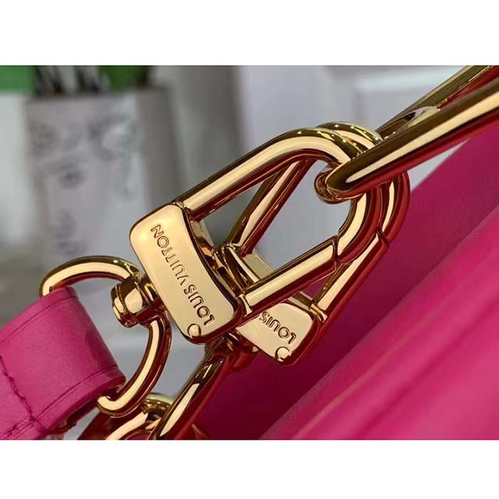 Louis Vuitton LV Women Coussin BB Handbag Fluo Pink Grained Calfskin Leather
