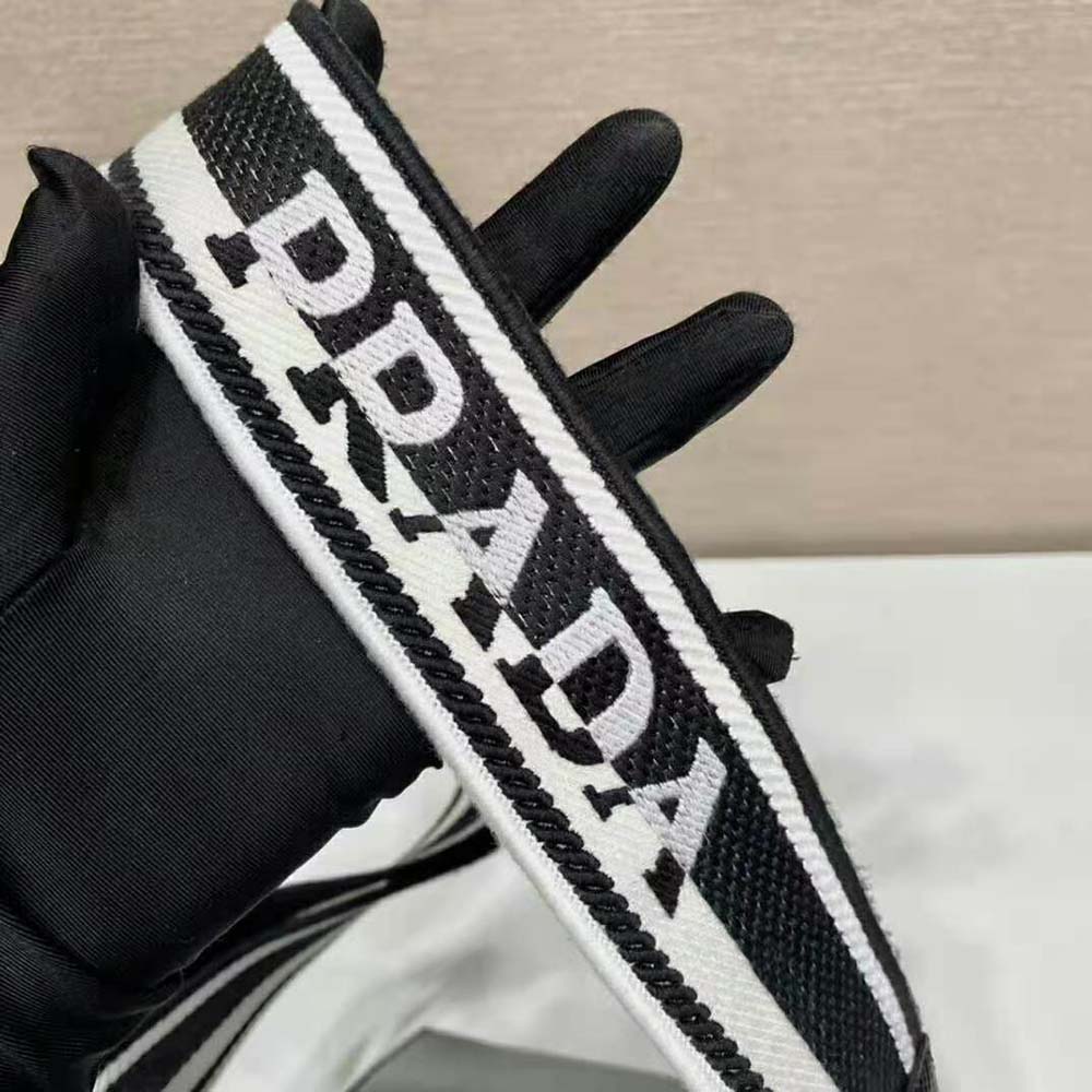 Prada Women Monochrome Saffiano and Leather Bag-Black