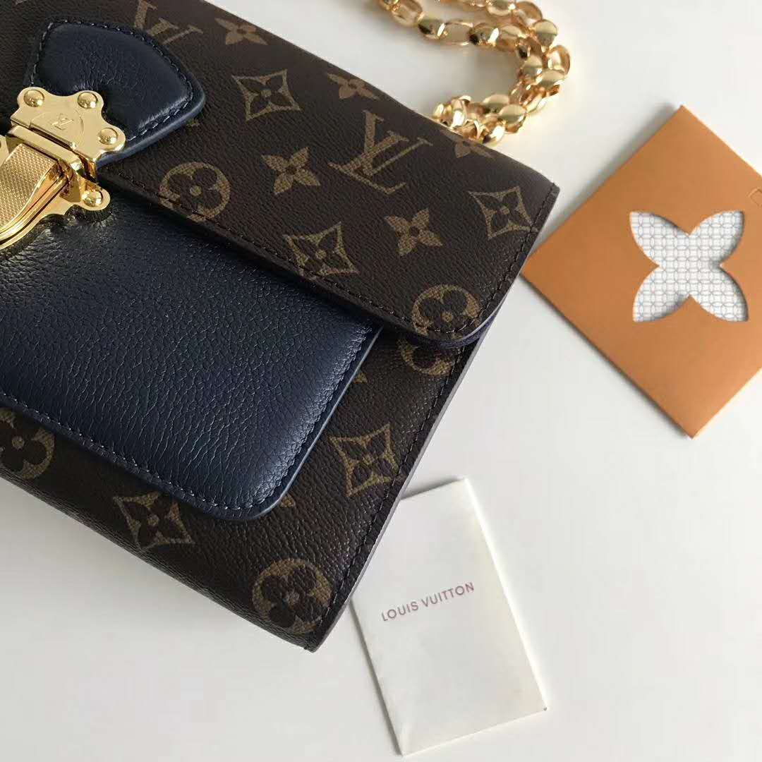 Louis Vuitton LV Women Victoire Chain Bag in Monogram Coated Canvas-Navy