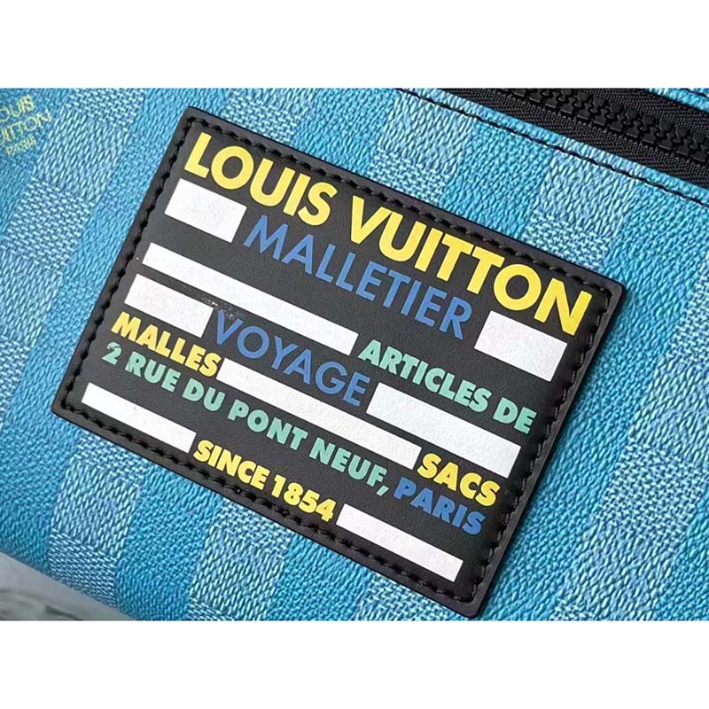 Louis Vuitton LV Unisex Discovery Backpack Gradient Blue Damier Stripes Coated Canvas