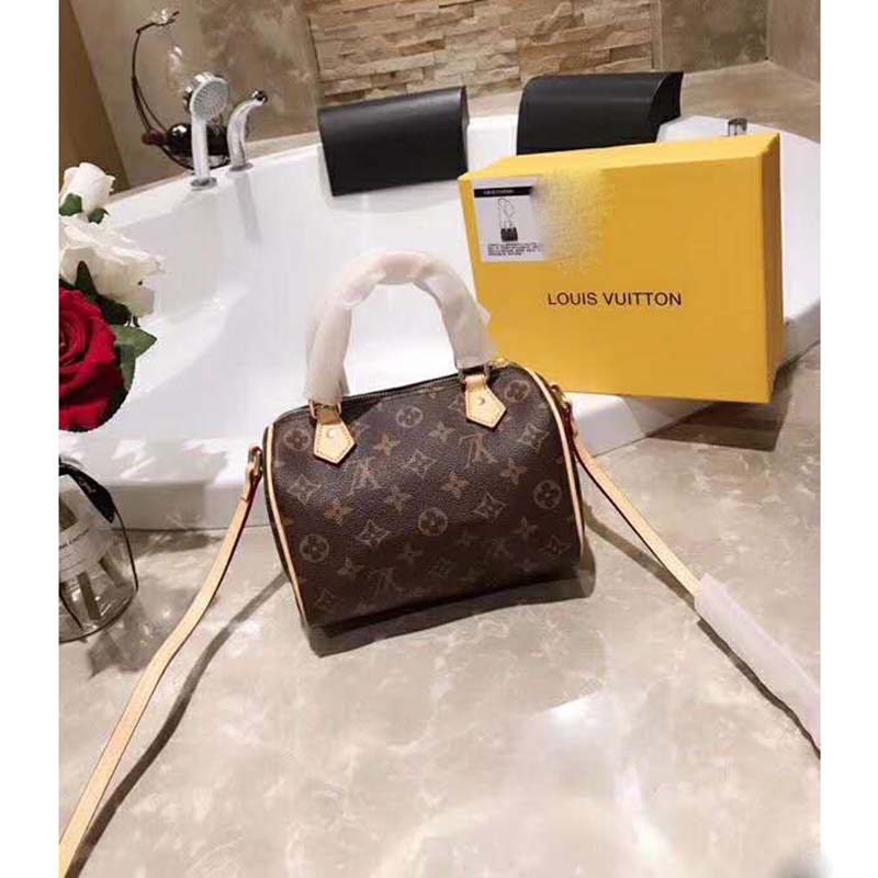 Louis Vuitton LV Women Nano Speedy Bag in Monogram Coated Canvas-Brown