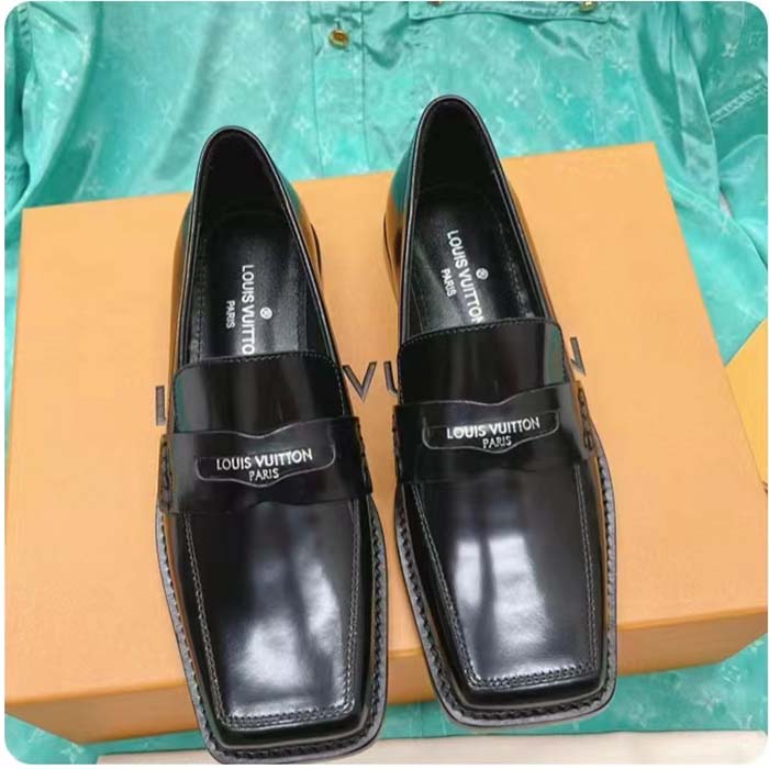 Louis Vuitton LV Unisex Connelly Flat Loafer Black Glazed Calf Leather Outsole