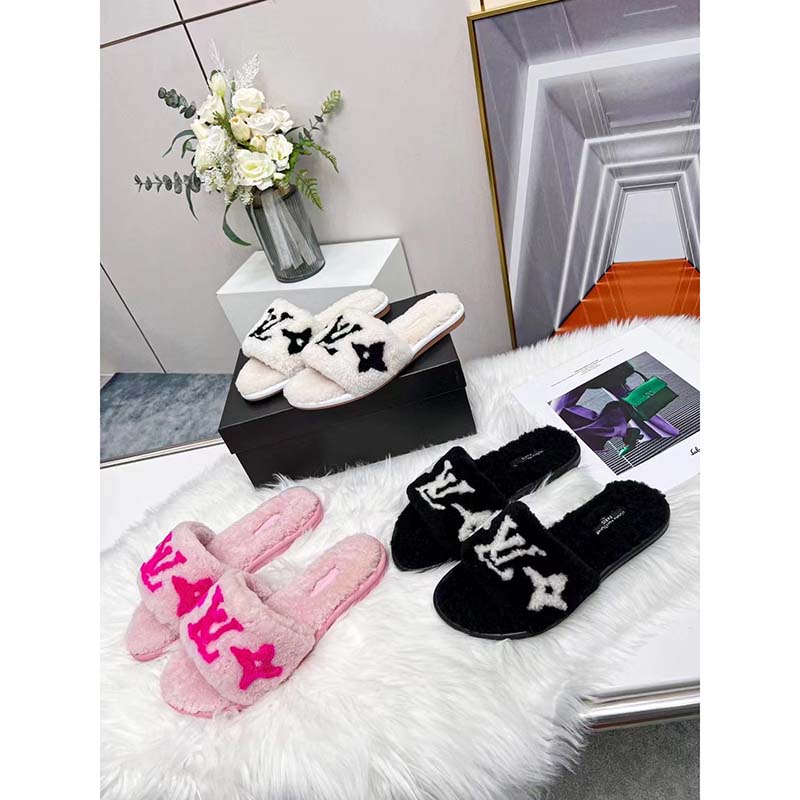 Louis Vuitton LV Women Magnetic Flat Mule Rose Clair Pink Shearling Leather