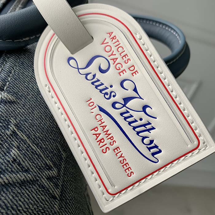 Louis Vuitton LV Unisex Keepall Bandoulière 25 Monogram Washed Denim Canvas Cowhide Leather