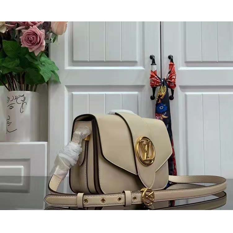 Louis Vuitton LV Women Pont 9 Handbag Cream Smooth Calfskin Cowhide Leather