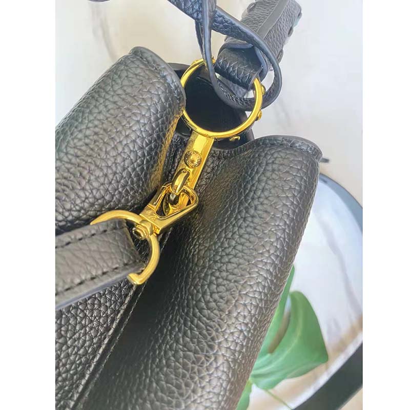 Louis Vuitton LV Women Capucines BB Handbag Black Taurillon Leather