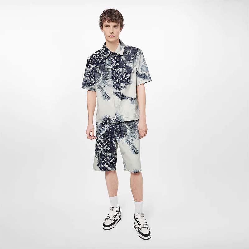 Louis Vuitton Unisex LV Trainer Sneaker Black Monogram Denim Rubber Outsole Flowers