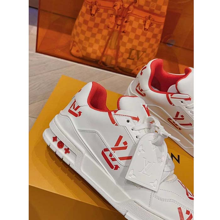 Louis Vuitton Unisex LV Trainer Sneaker Red Mix of Sustainable Materials