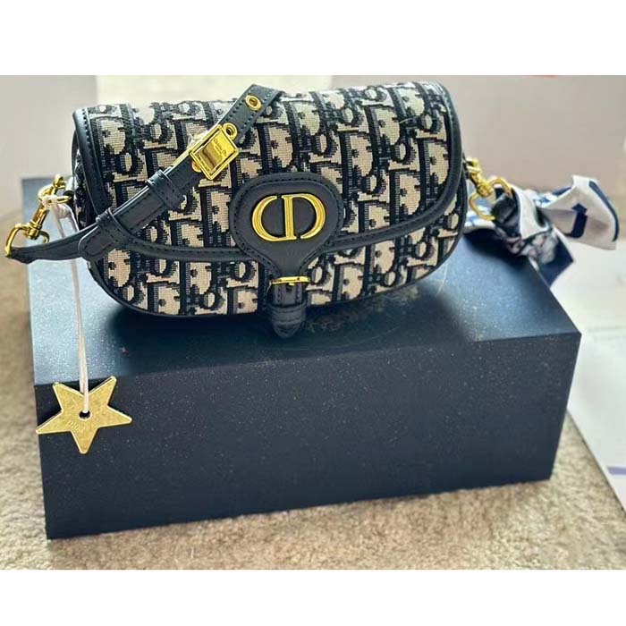Dior Women Bobby East-West Bag Blue Dior Oblique Jacquard