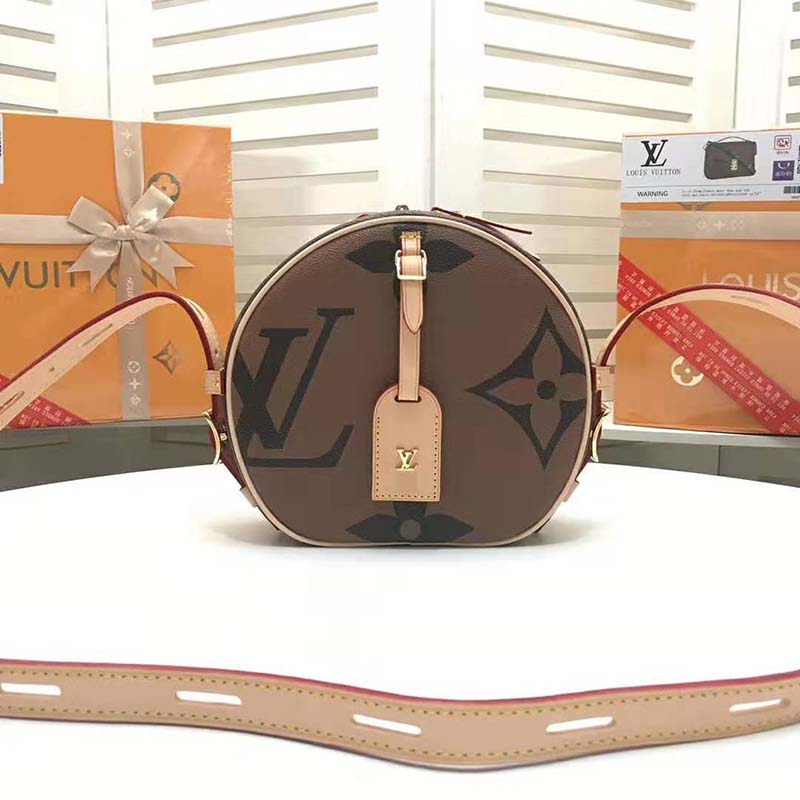 Louis Vuitton LV Women Boite Chapeau Souple Bag in Monogram and Reverse Coated Canvas-Brown