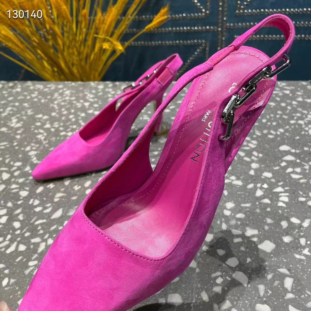 Louis Vuitton LV Women Sparkle Slingback Fuchsia Suede Baby Goat Leather 9.5 Cm Heel