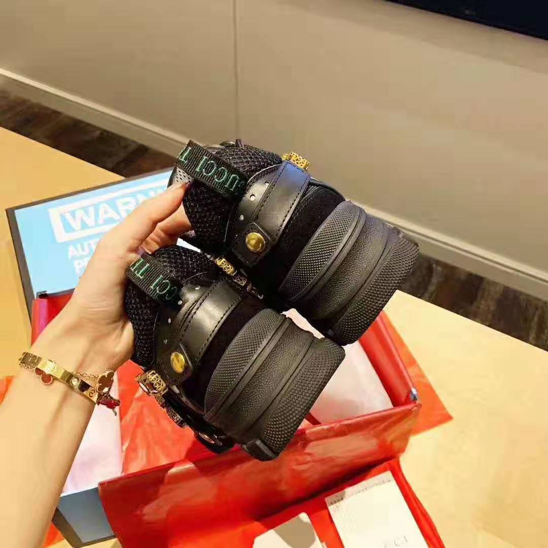 Gucci Women Flashtrek Sneaker with Removable Crystals 5.6cm Height-Black