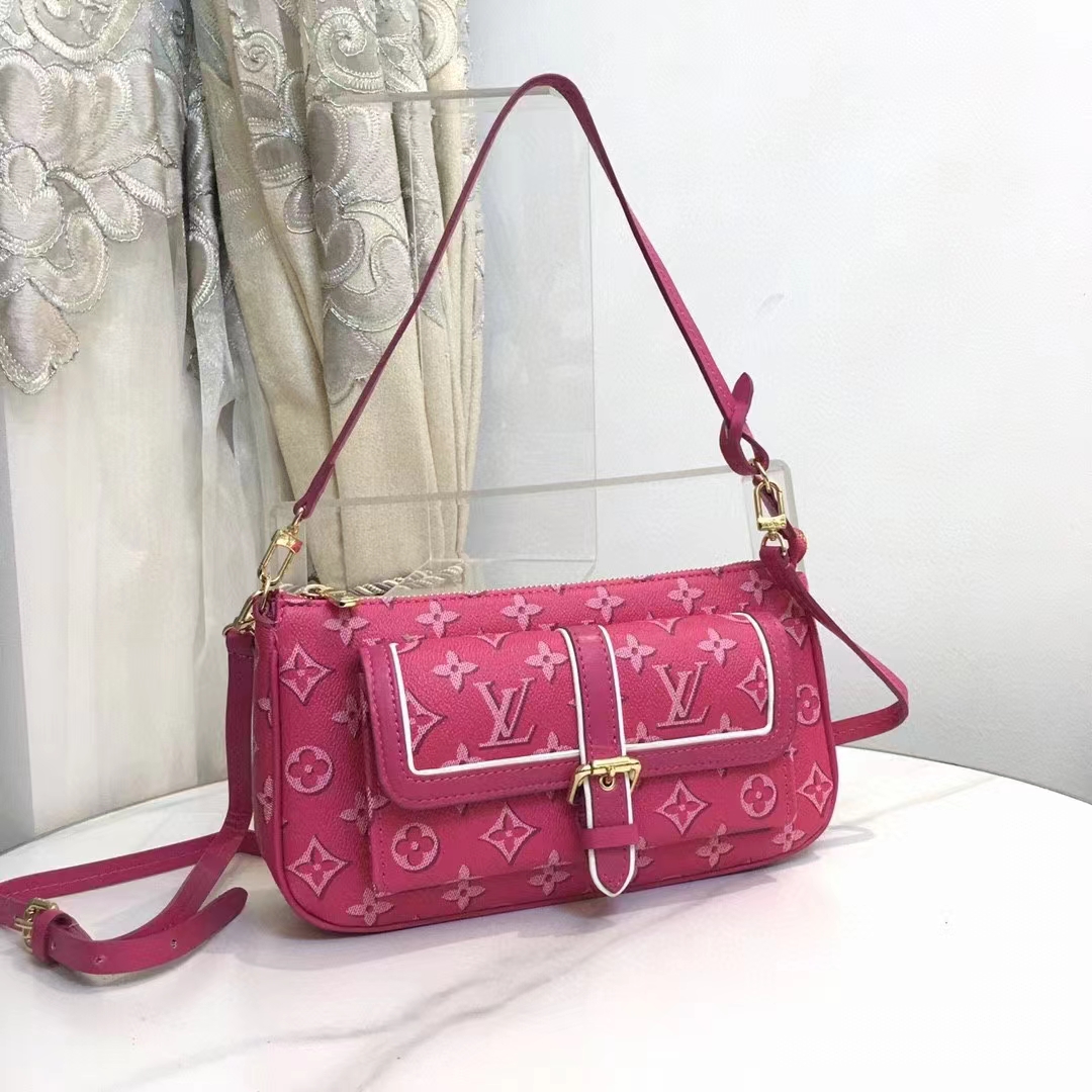 Louis Vuitton LV Women Maxi Multi Pochette Accessoires Handbag Fuchsia Pink Monogram Coated Canvas
