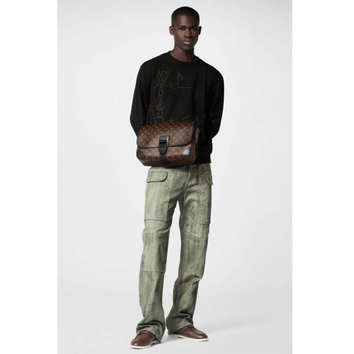 Louis Vuitton LV Unisex Archy Messenger MM Bag Monogram Macassar Coated Canvas