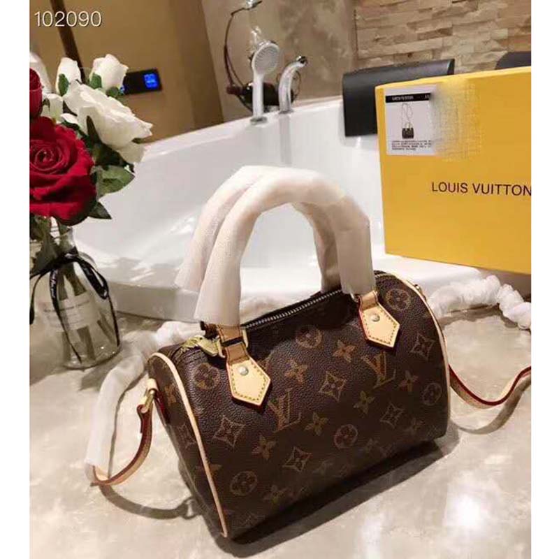 Louis Vuitton LV Women Nano Speedy Bag in Monogram Coated Canvas-Brown